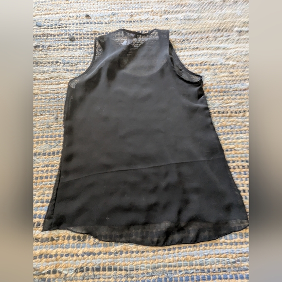 Sheer Black Cami Tank Sequined Diamonds Sleeveless Small Bling *Flaws* - Picture 5 of 5